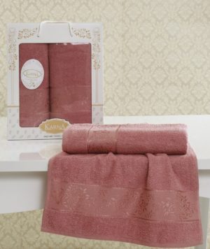 Комплект махровых полотенец Lauren грязно-розовый