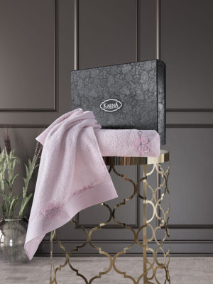 Комплект махровых полотенец с вышивкой SIENA Грязно-розовый