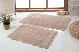 Набор ковриков для ванной кружевной KARNA EVORA 60*100 + 50*70 см Бежевый